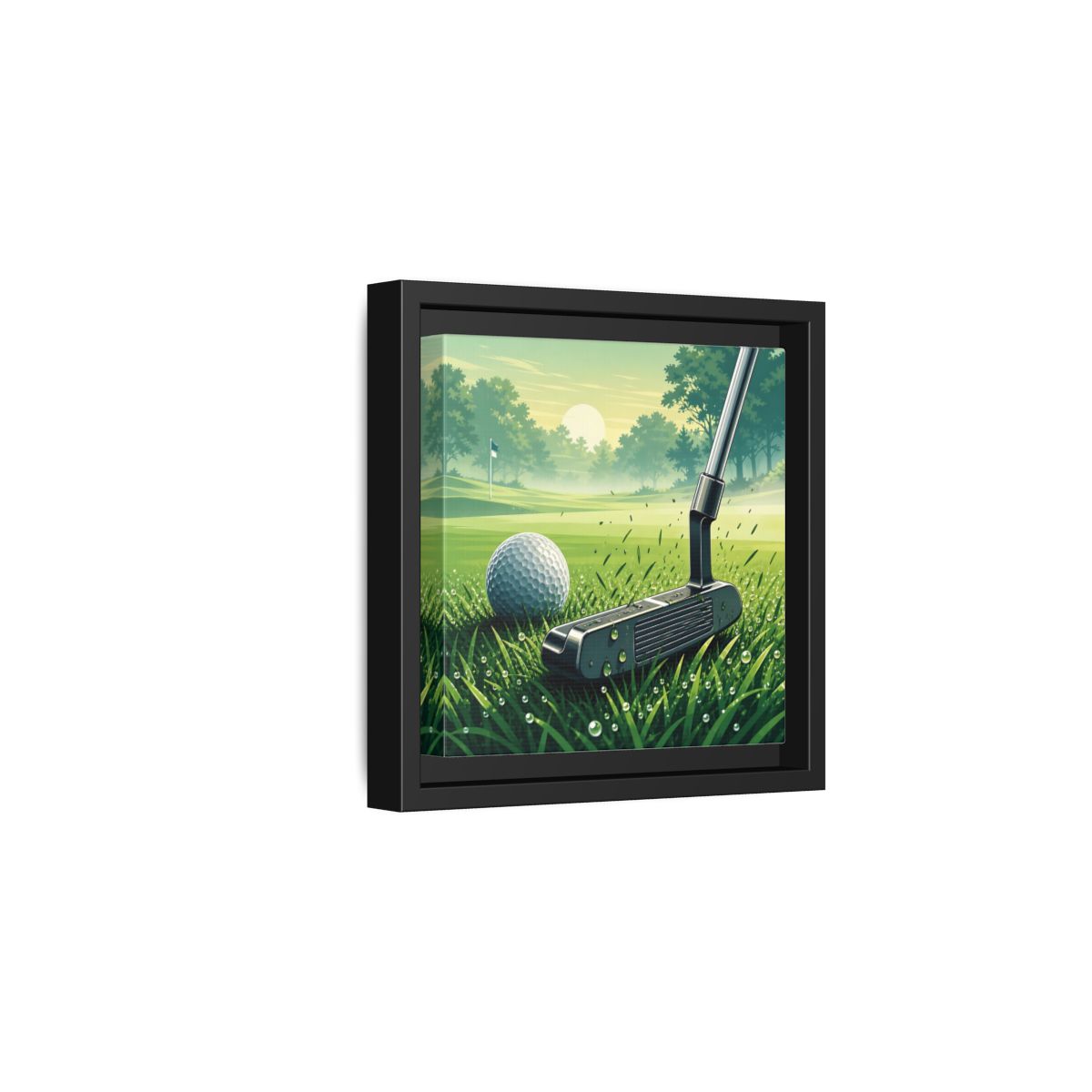 Side Mockup 3. Sports Golf Green Golf Course shown as framed canvas print