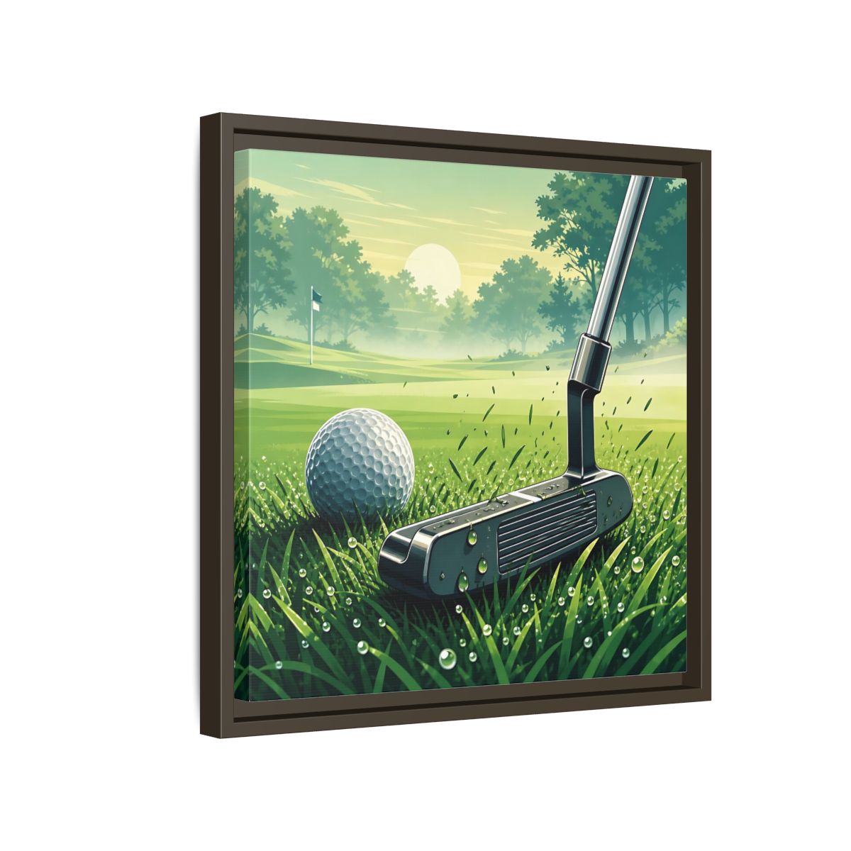 Side Mockup 14. Sports Golf Green Golf Course shown as framed canvas print