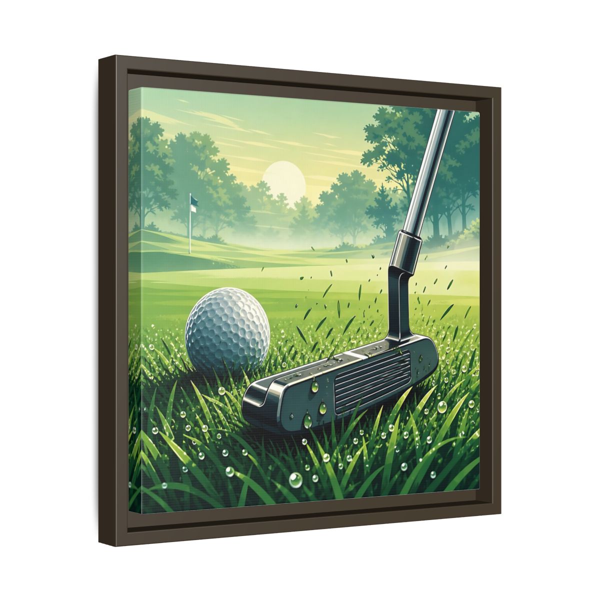 Side Mockup 29. Sports Golf Green Golf Course shown as framed canvas print