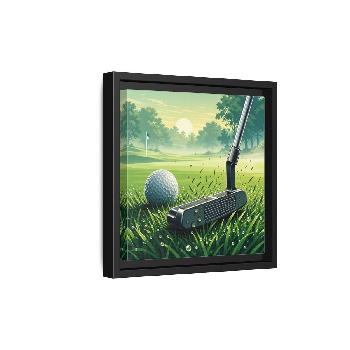 Side Mockup 21. Sports Golf Green Golf Course shown as framed canvas print