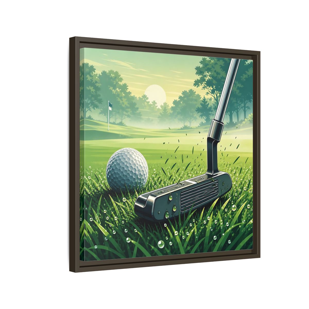 Side Mockup 11. Sports Golf Green Golf Course shown as framed canvas print