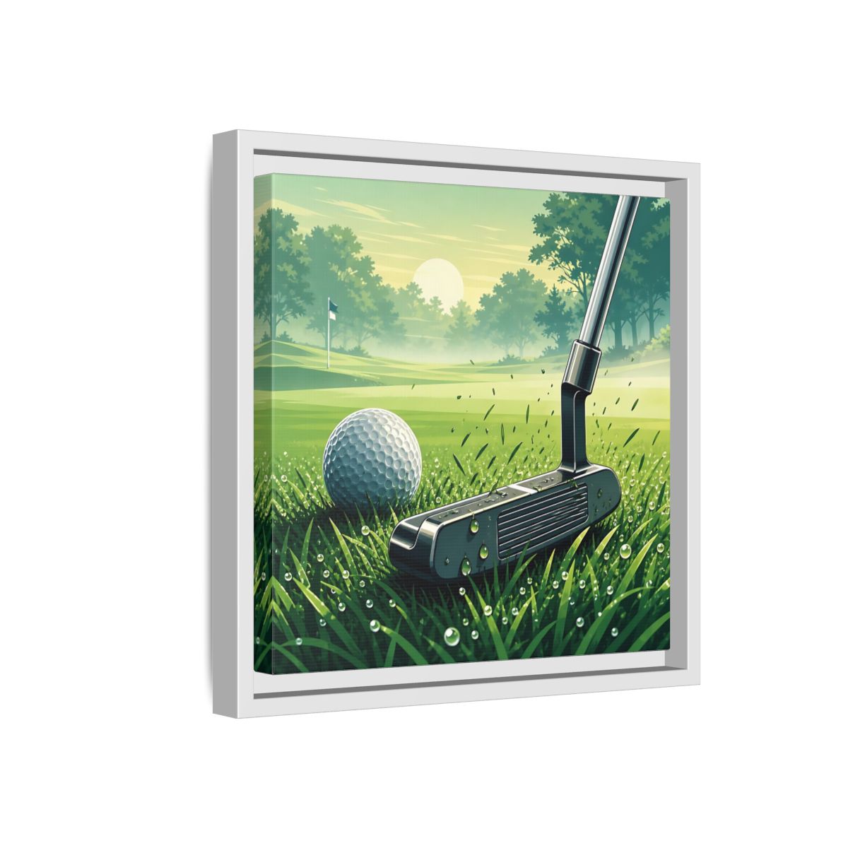 Side Mockup 16. Sports Golf Green Golf Course shown as framed canvas print