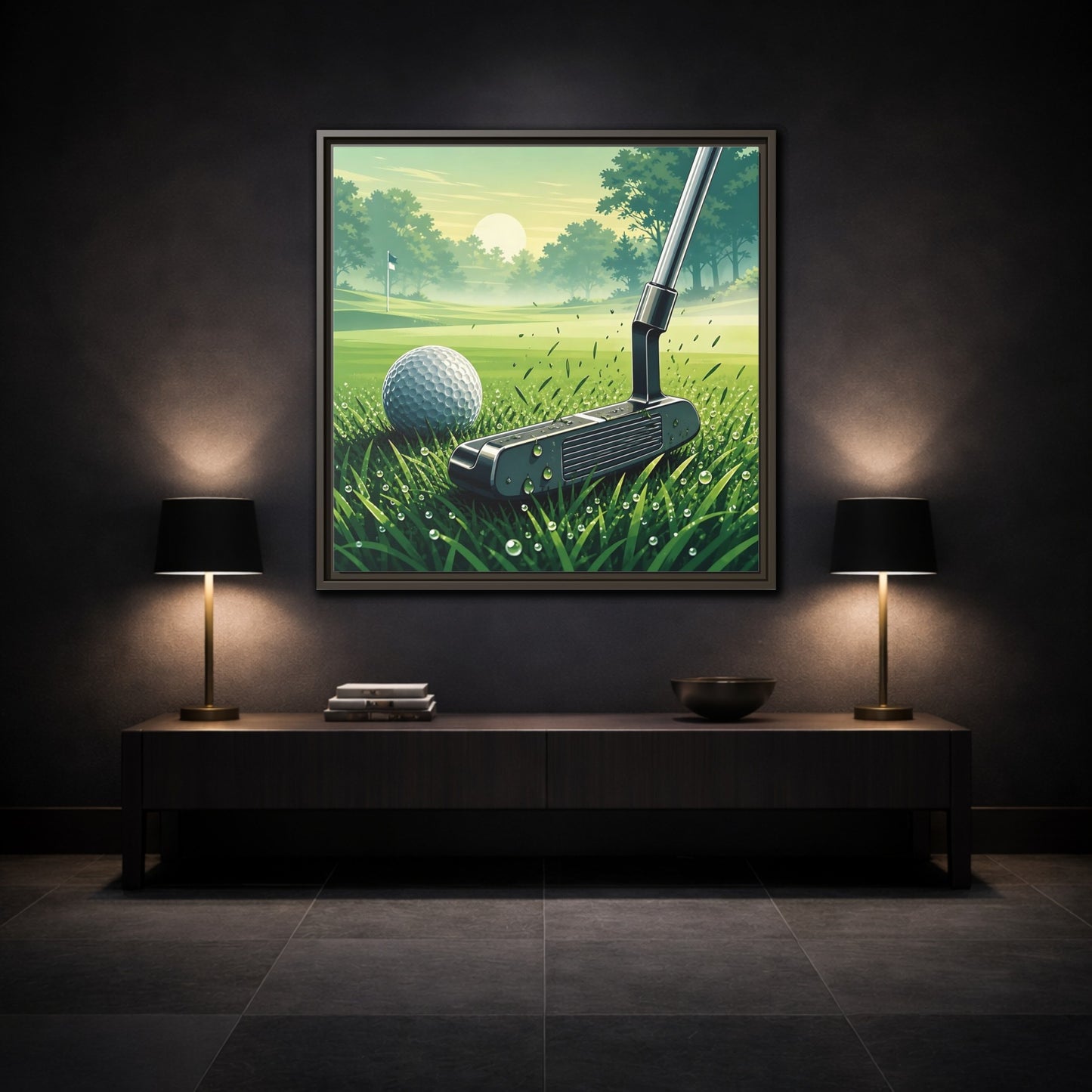 Mockup 3. Sports Golf Green Golf Course shown as framed canvas print