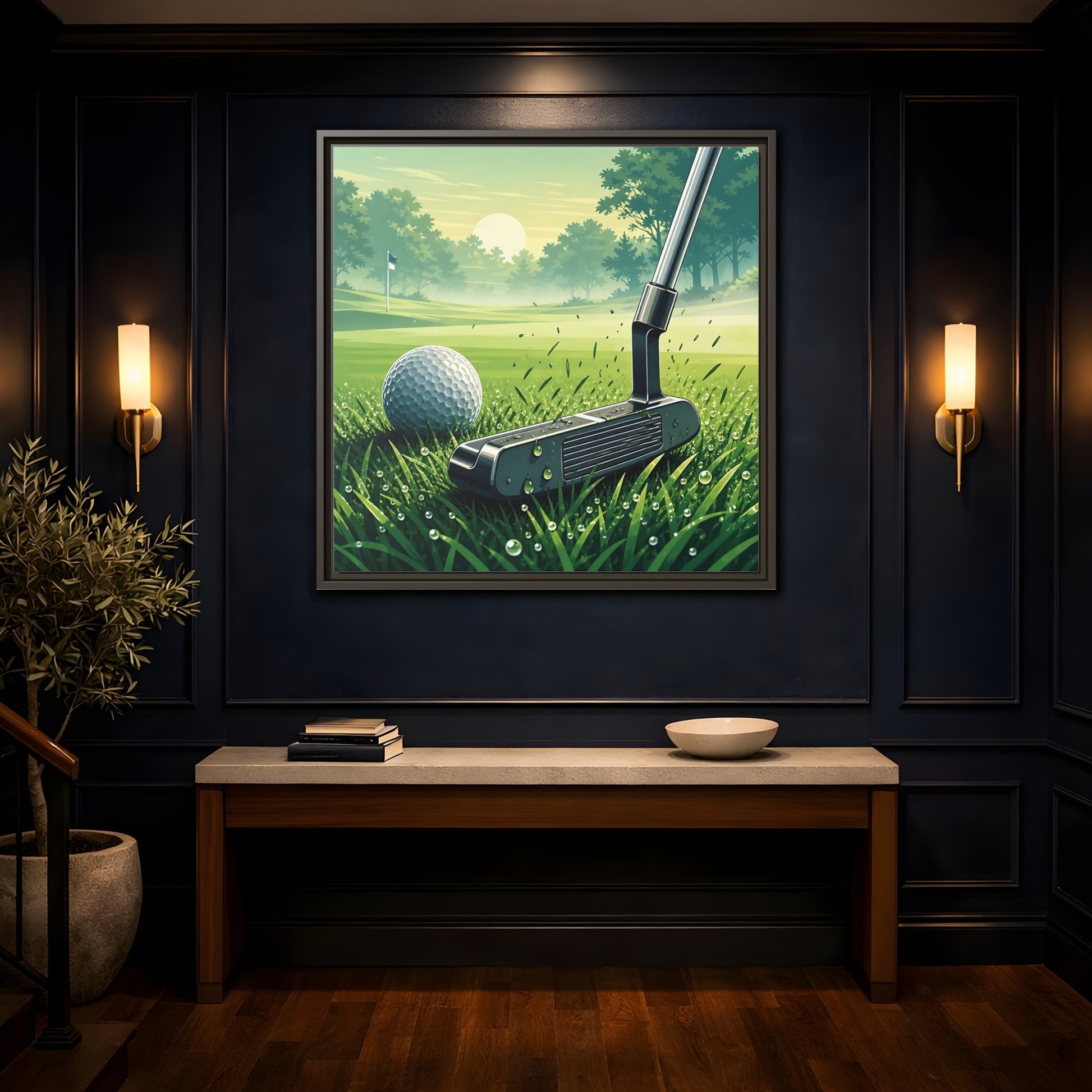 Mockup 4. Sports Golf Green Golf Course shown as framed canvas print