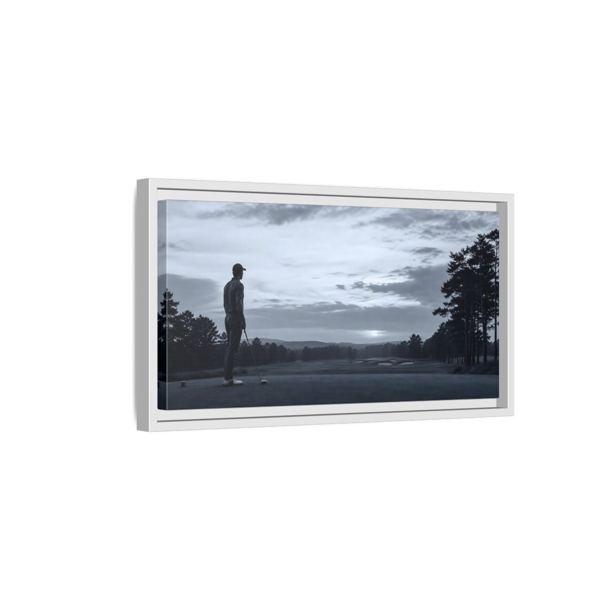 Side Mockup 6. Sports Golfer Monochrome Golf shown as framed canvas print
