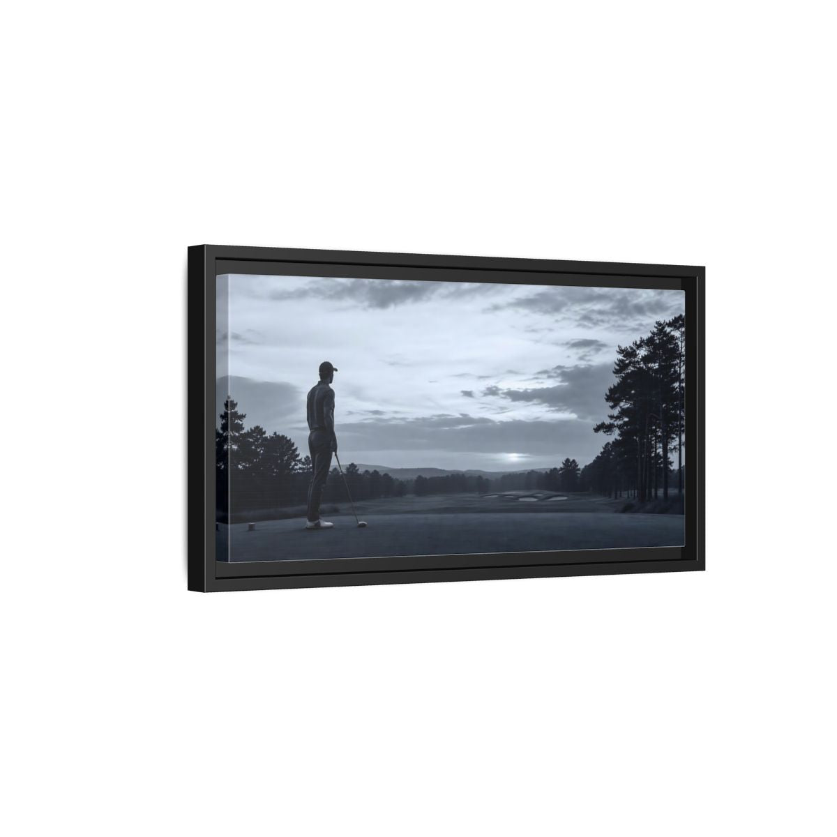 Side Mockup 8. Sports Golfer Monochrome Golf shown as framed canvas print