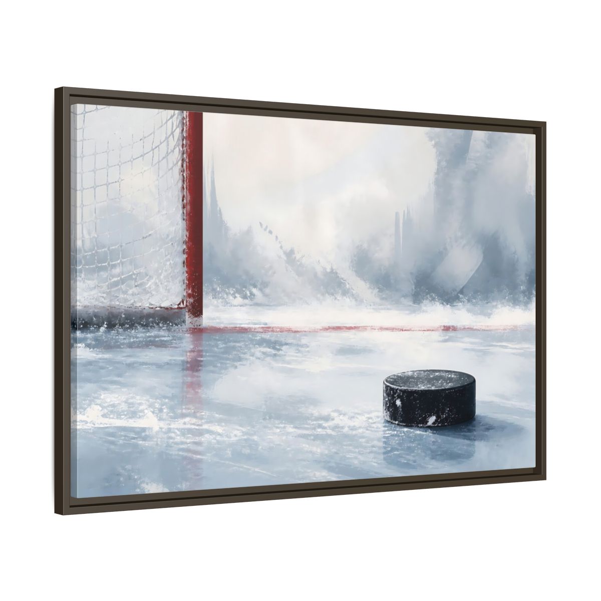 Main Mockup. Sports Hockey Puck Ice Rink Hockey shown as framed canvas print