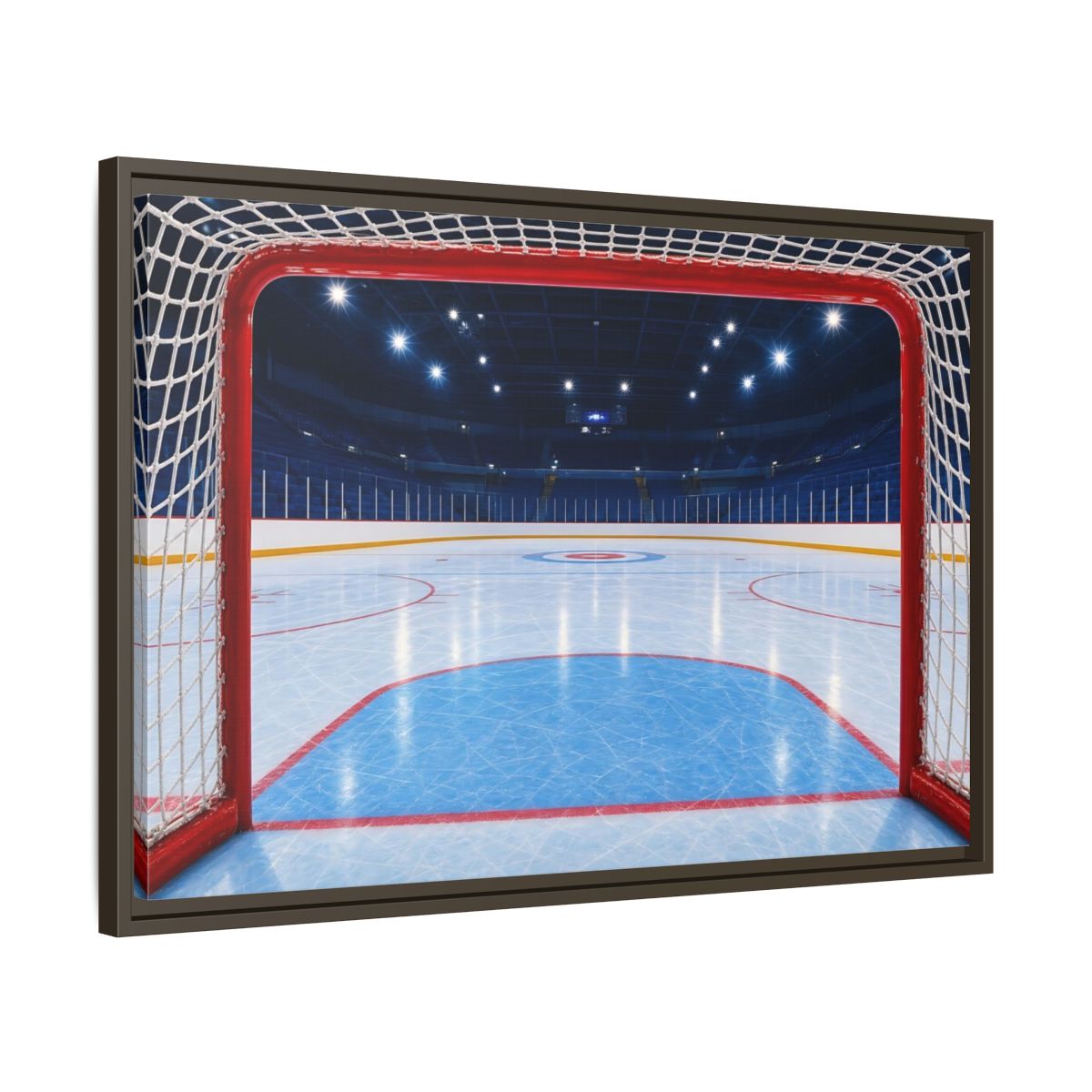 Side Mockup 11. Sports Hockey Rink Ice Hockey Arena shown as framed canvas print