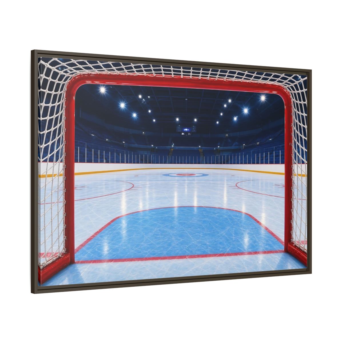 Side Mockup 8. Sports Hockey Rink Ice Hockey Arena shown as framed canvas print