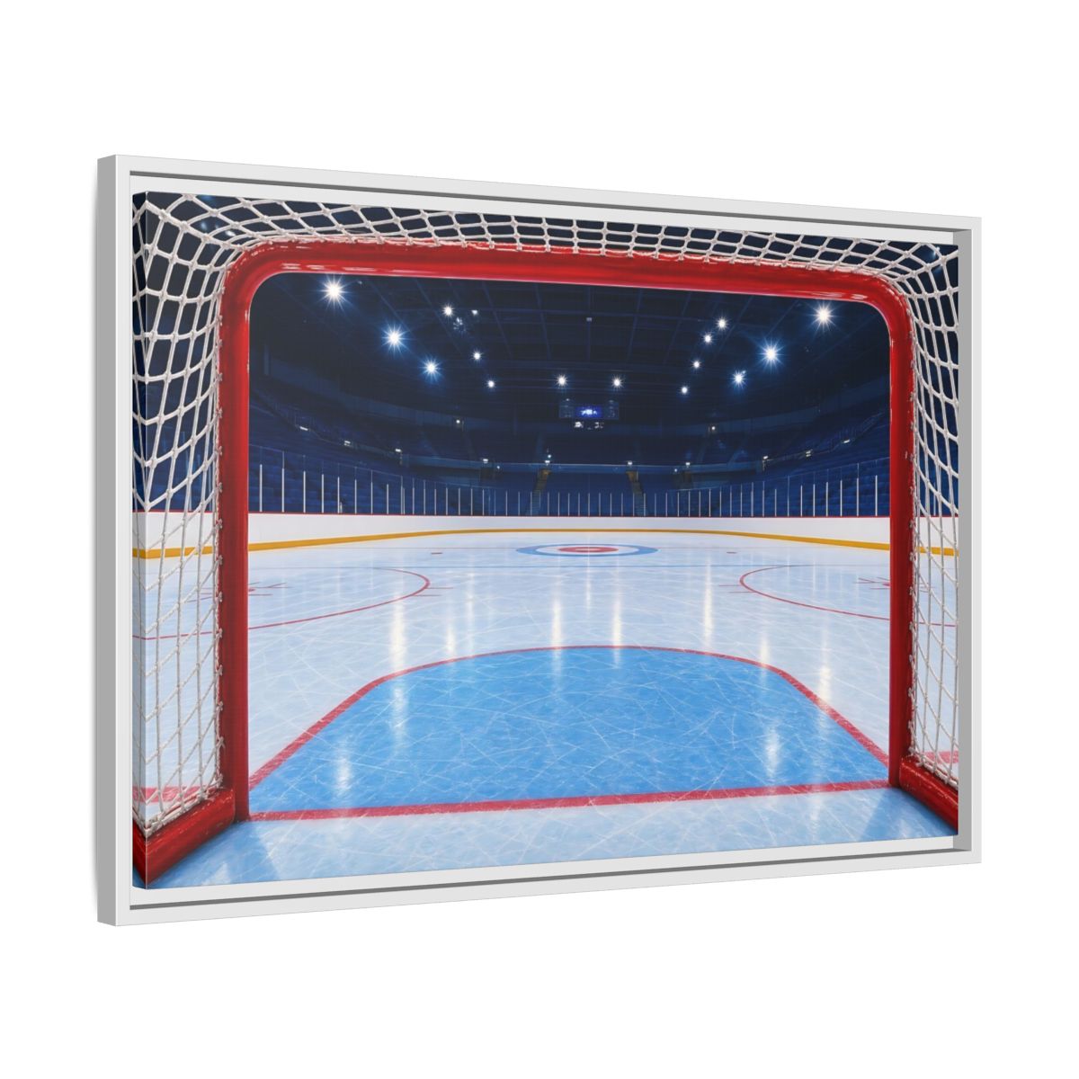 Side Mockup 10. Sports Hockey Rink Ice Hockey Arena shown as framed canvas print