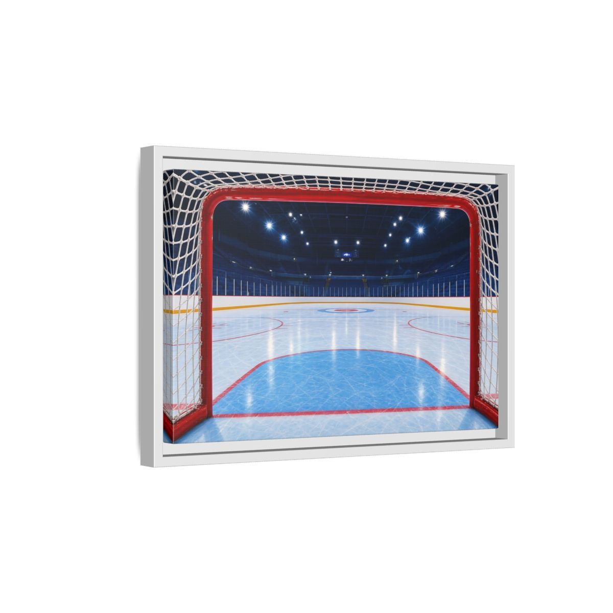 Side Mockup 4. Sports Hockey Rink Ice Hockey Arena shown as framed canvas print