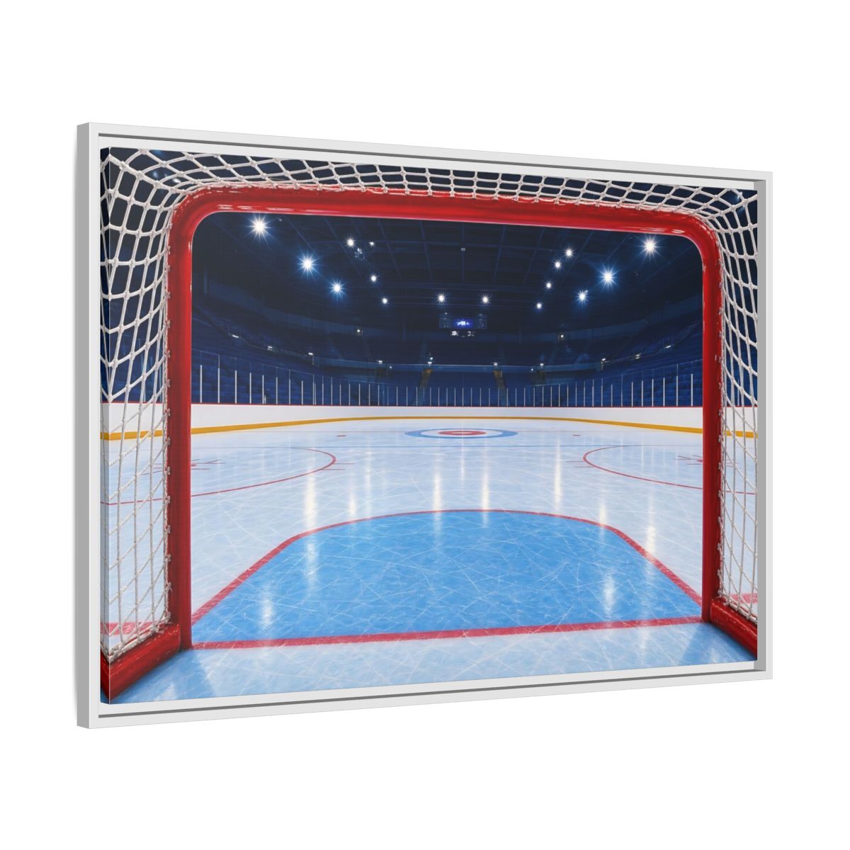 Side Mockup 9. Sports Hockey Rink Ice Hockey Arena shown as framed canvas print