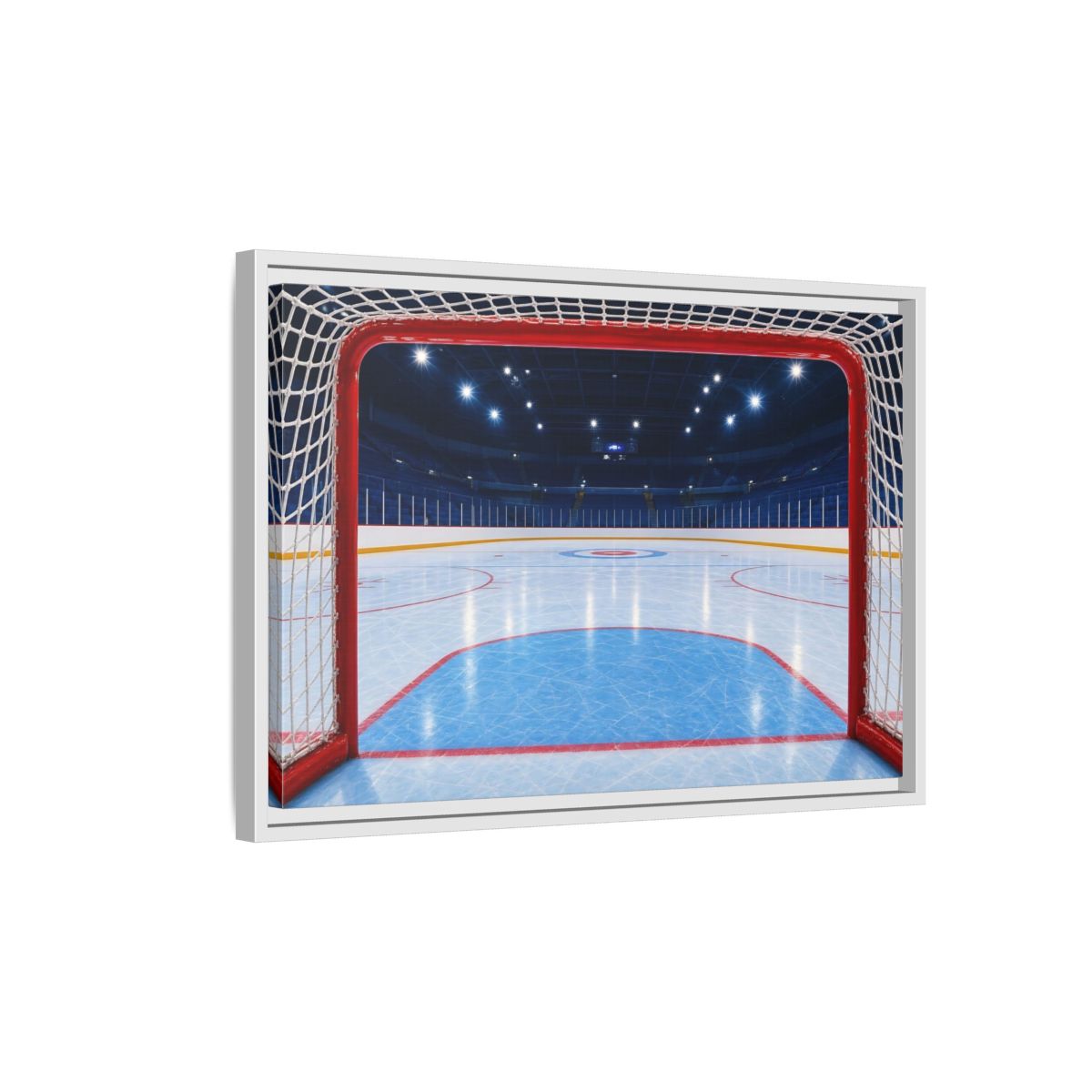 Side Mockup 1. Sports Hockey Rink Ice Hockey Arena shown as framed canvas print
