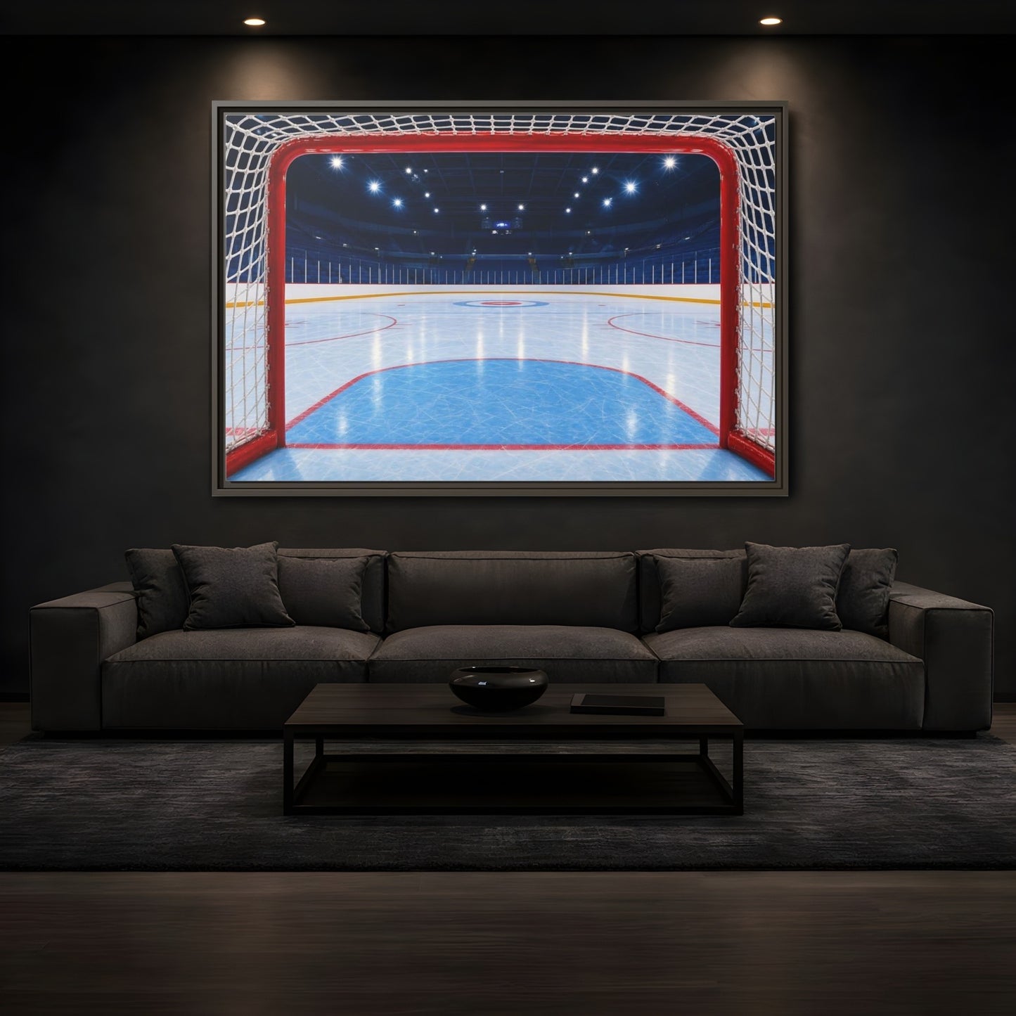 Mockup 3. Sports Hockey Rink Ice Hockey Arena shown as framed canvas print