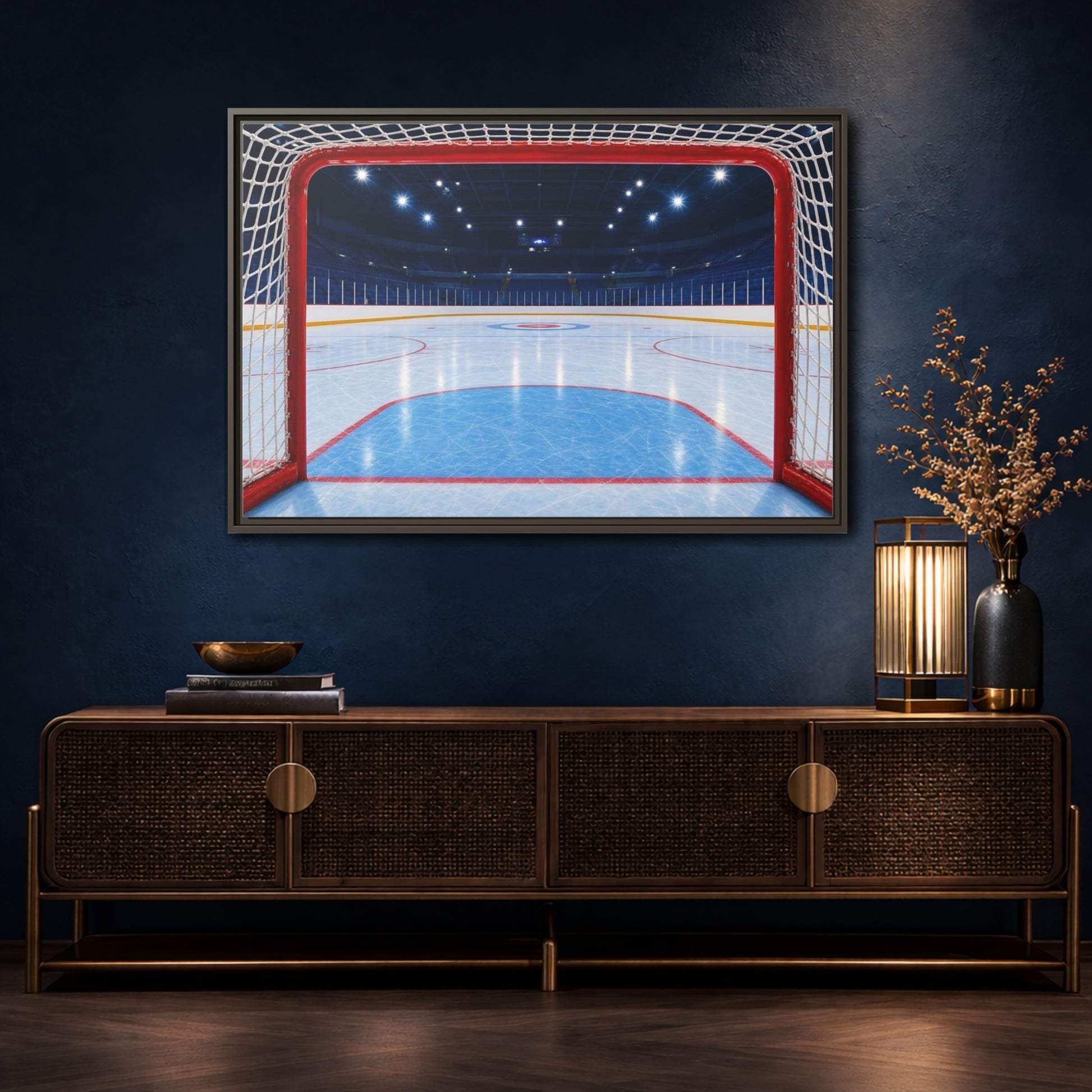 Mockup 4. Sports Hockey Rink Ice Hockey Arena shown as framed canvas print