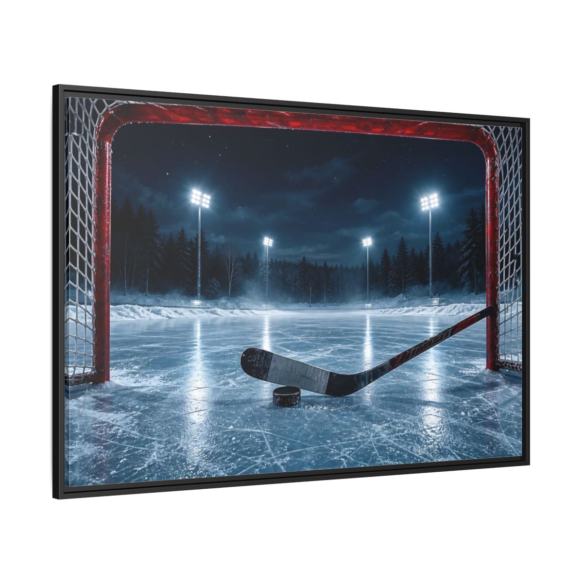 Side Mockup 12. Sports Ice Hockey Night Hockey shown as framed canvas print