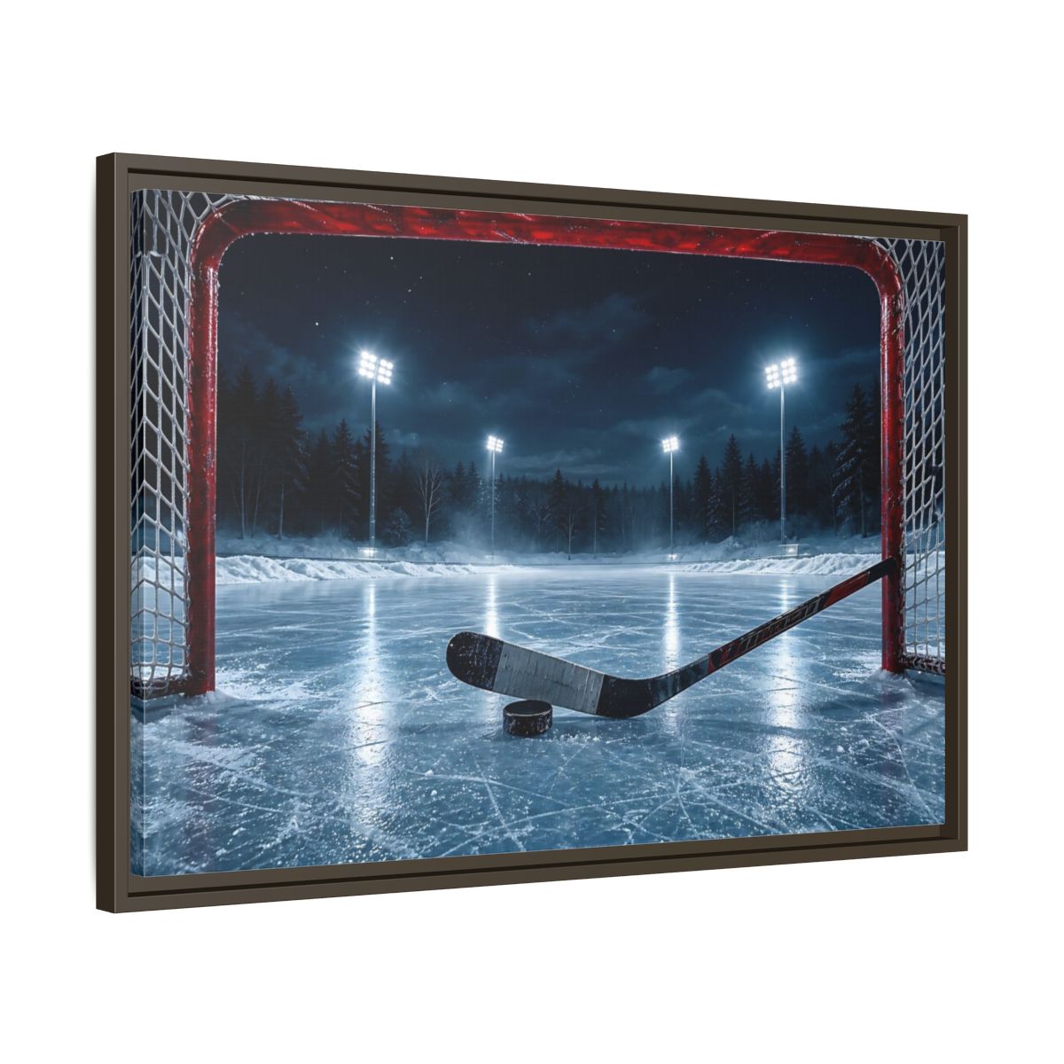 Side Mockup 11. Sports Ice Hockey Night Hockey shown as framed canvas print