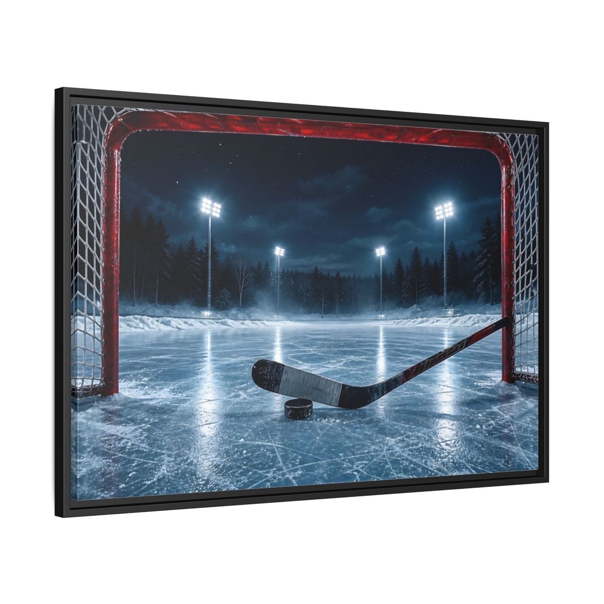 Side Mockup 13. Sports Ice Hockey Night Hockey shown as framed canvas print