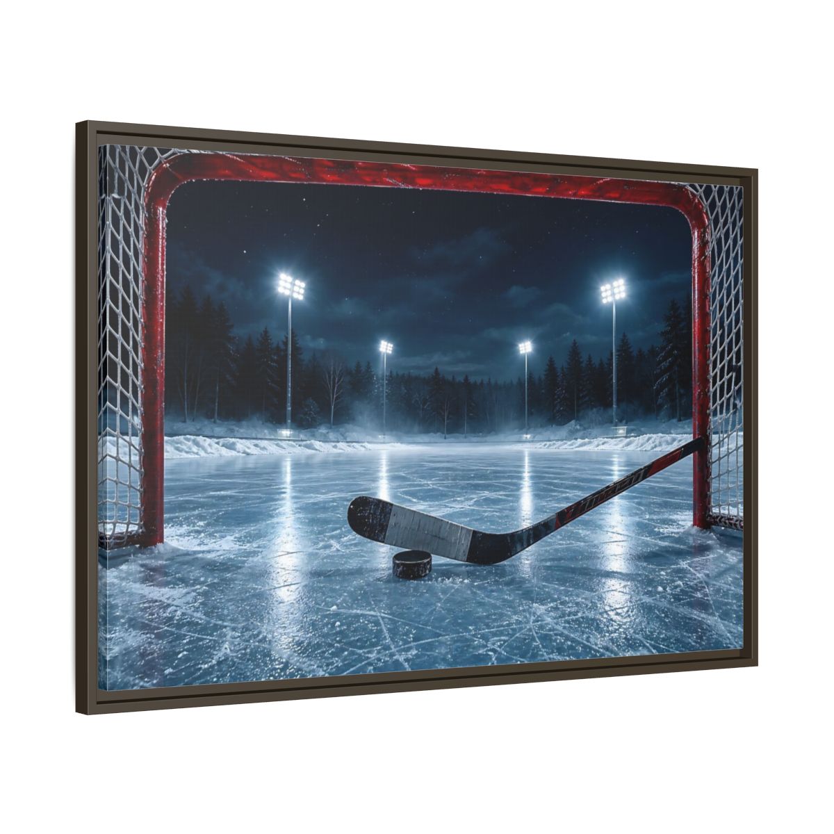 Main Mockup. Sports Ice Hockey Night Hockey shown as framed canvas print