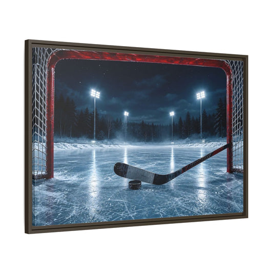 Main Mockup. Sports Ice Hockey Night Hockey shown as framed canvas print
