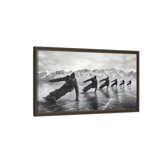 Main Mockup. Sports Ice Skaters Black And White Winter shown as framed canvas print