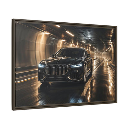 Main Mockup. Sports Luxury Car Black Car Tunnel shown as stretched canvas wall art