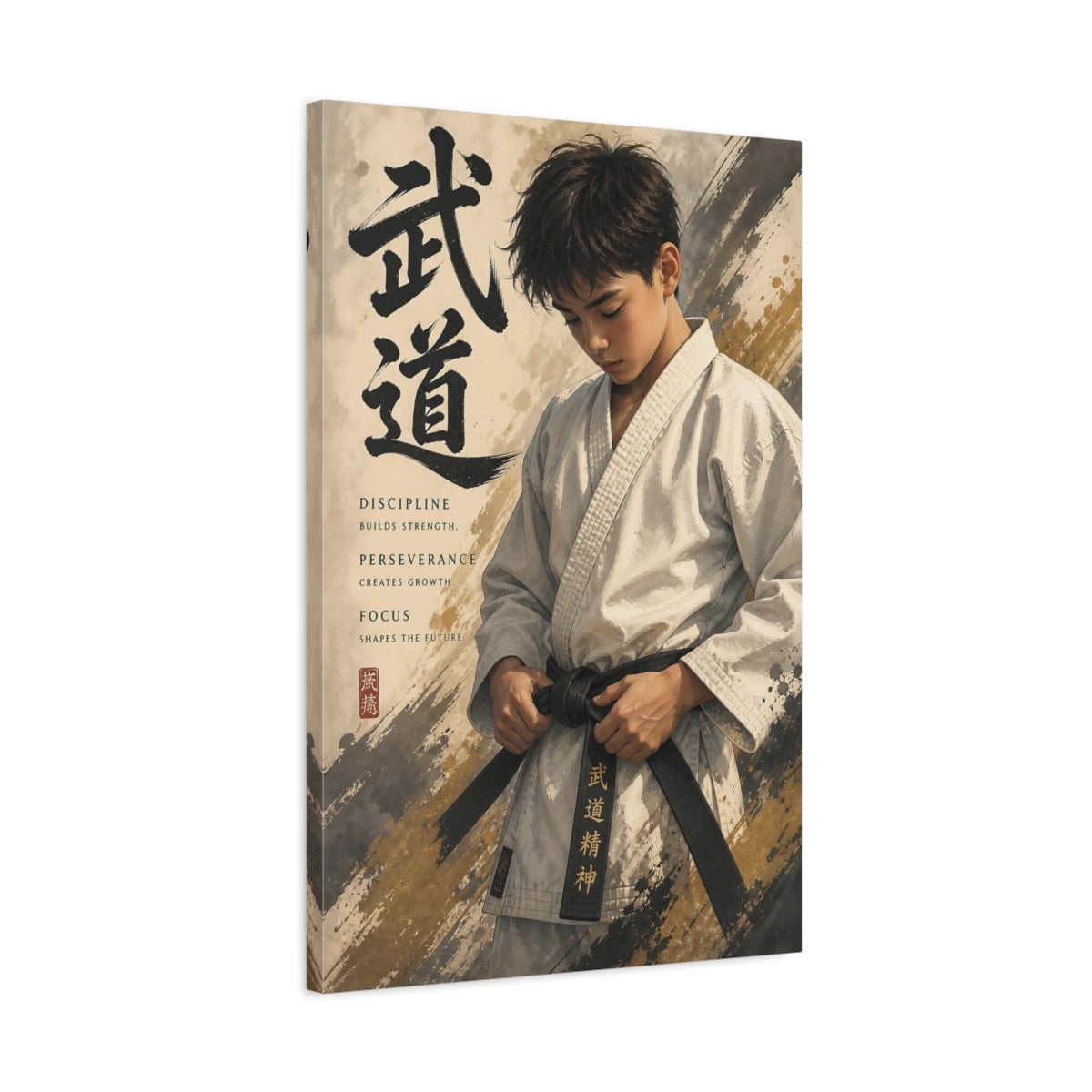Side Mockup 2. Sports Martial Artist Martial Arts Gold shown as canvas print