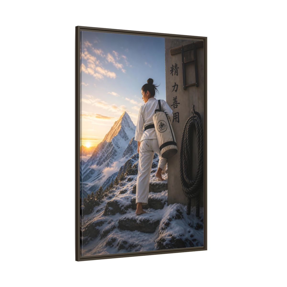 Side Mockup 8. Sports Martial Artist Martial Arts Mountain shown as framed canvas print