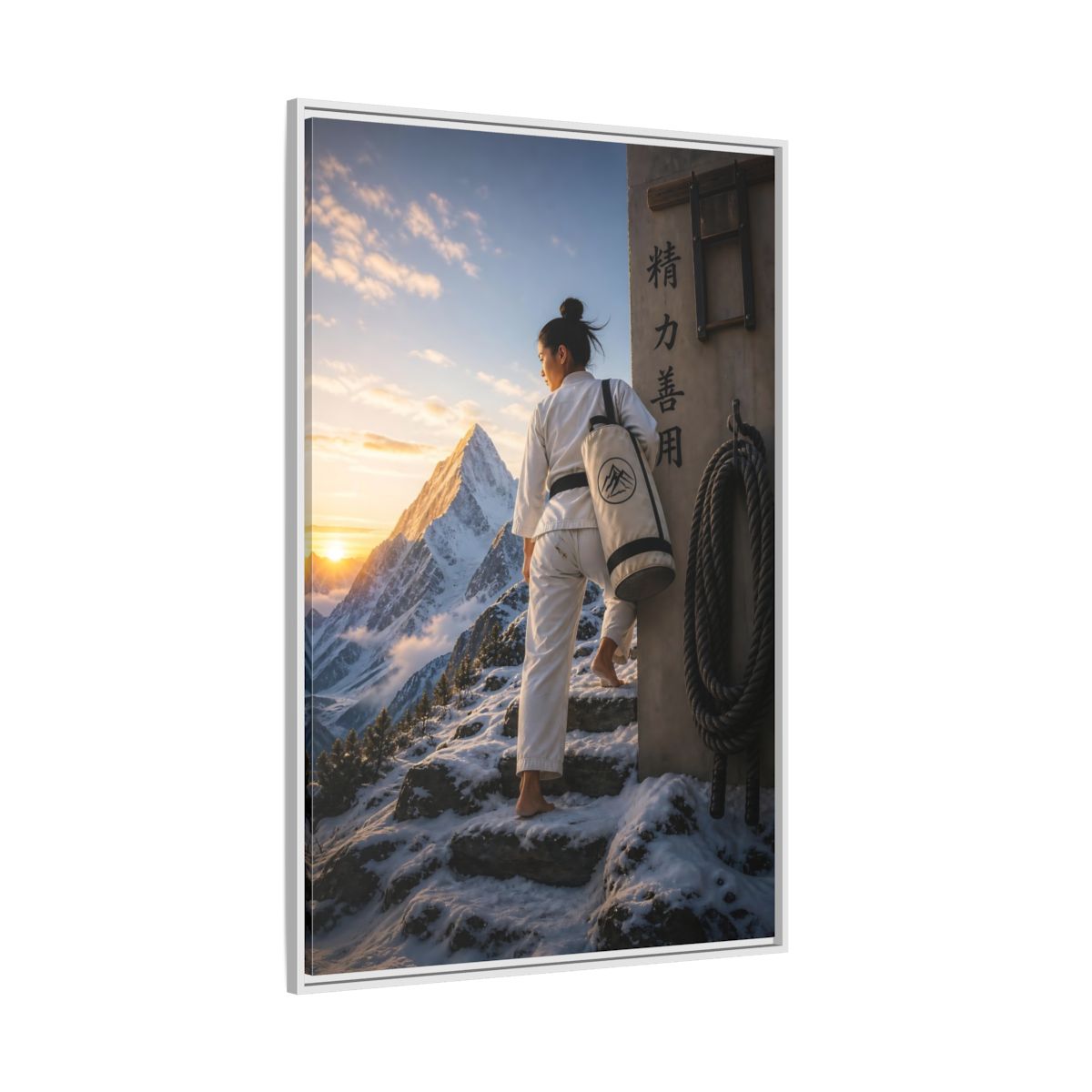 Side Mockup 7. Sports Martial Artist Martial Arts Mountain shown as framed canvas print