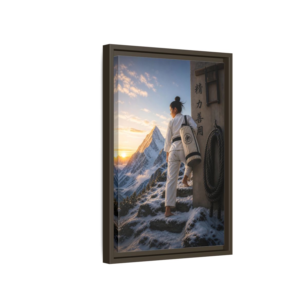 Side Mockup 5. Sports Martial Artist Martial Arts Mountain shown as framed canvas print