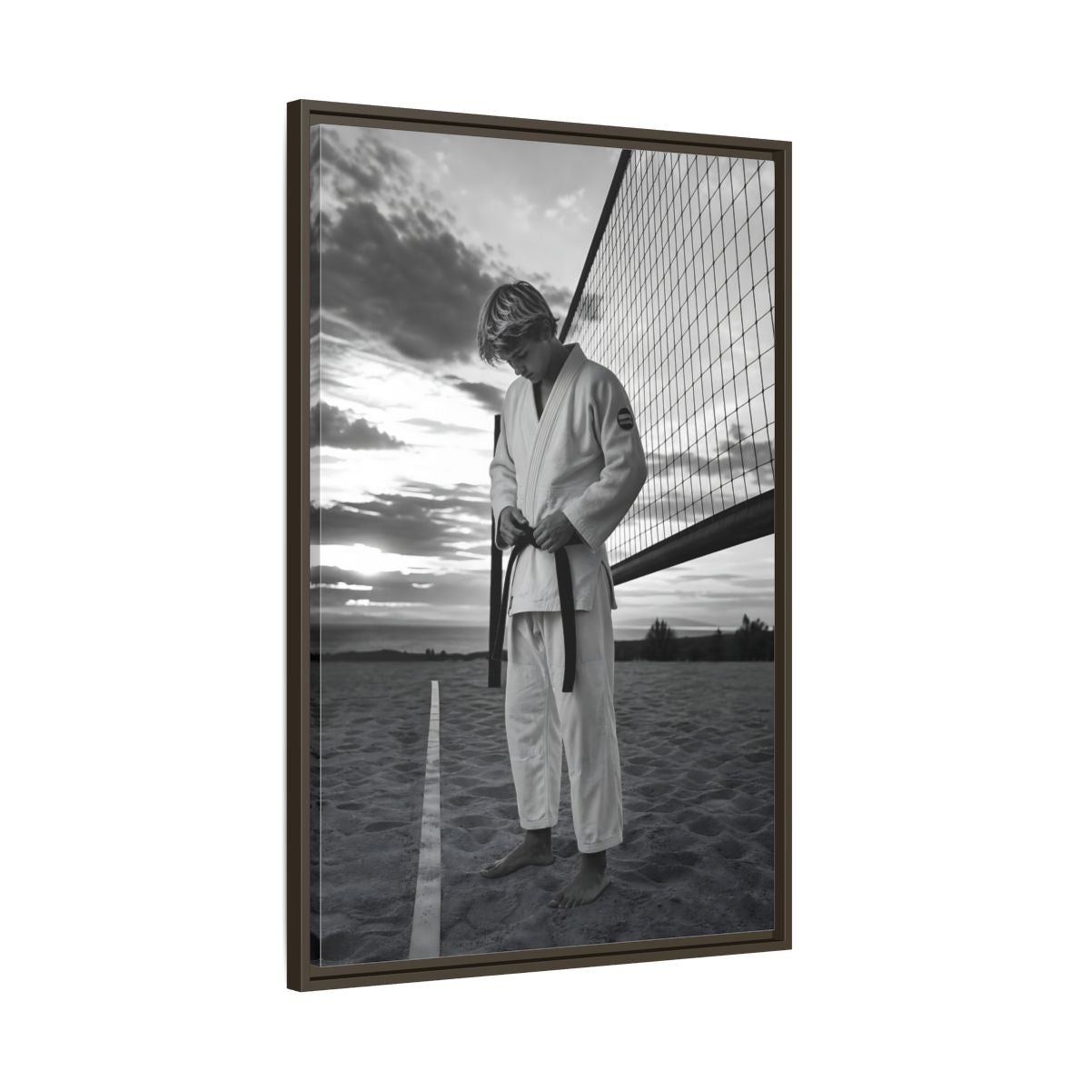 Main Mockup. Sports Martial Artist Martial Artist Black And White shown as framed canvas print