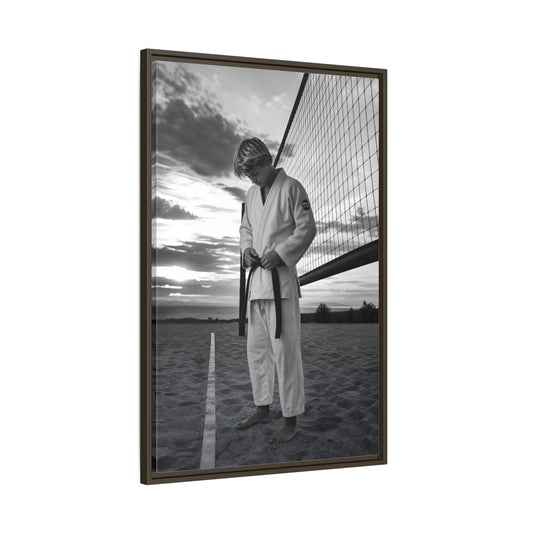 Main Mockup. Sports Martial Artist Martial Artist Black And White shown as framed canvas print