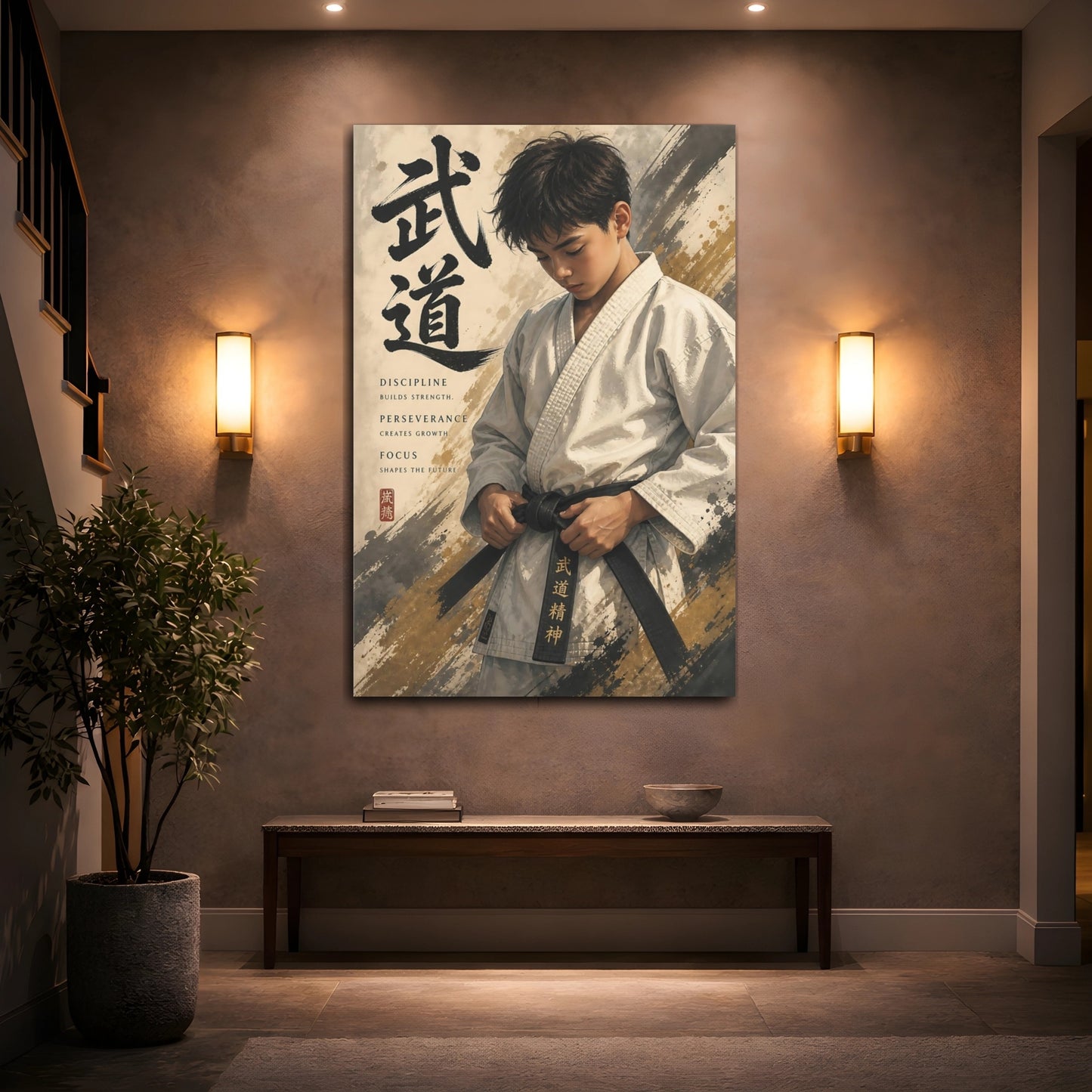 Mockup 2. Sports Martial Artist Martial Arts Gold shown as canvas print