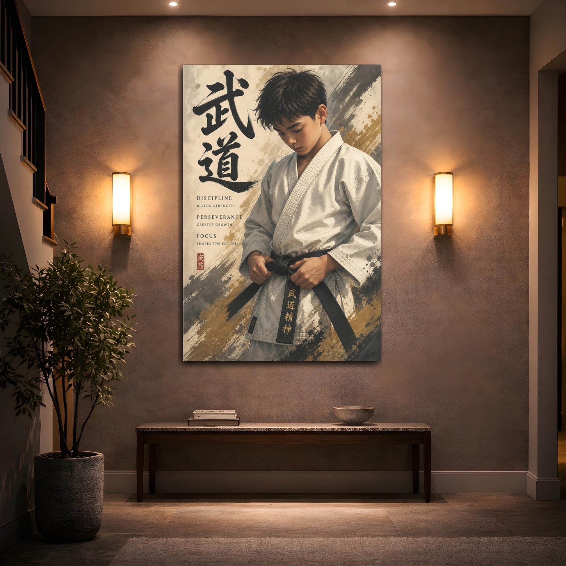 Mockup 2. Sports Martial Artist Martial Arts Gold shown as canvas print