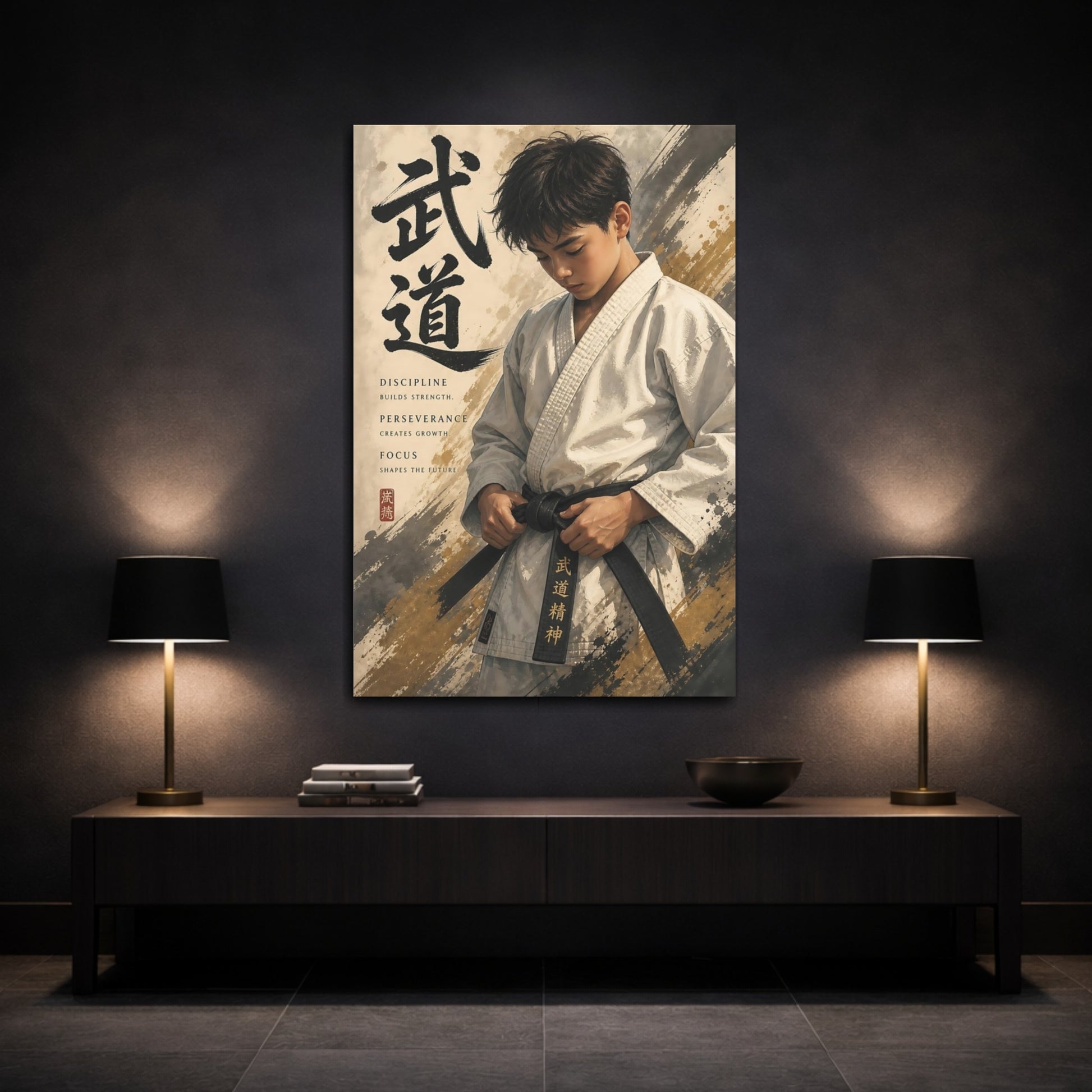Mockup 3. Sports Martial Artist Martial Arts Gold shown as canvas print