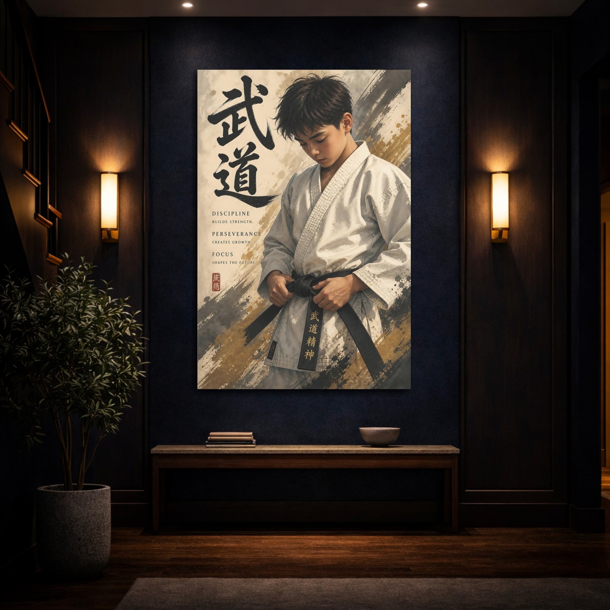 Mockup 4. Sports Martial Artist Martial Arts Gold shown as canvas print