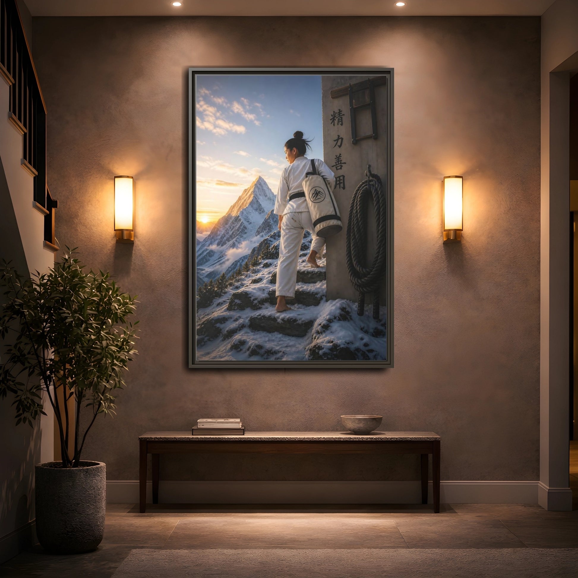 Mockup 2. Sports Martial Artist Martial Arts Mountain shown as framed canvas print