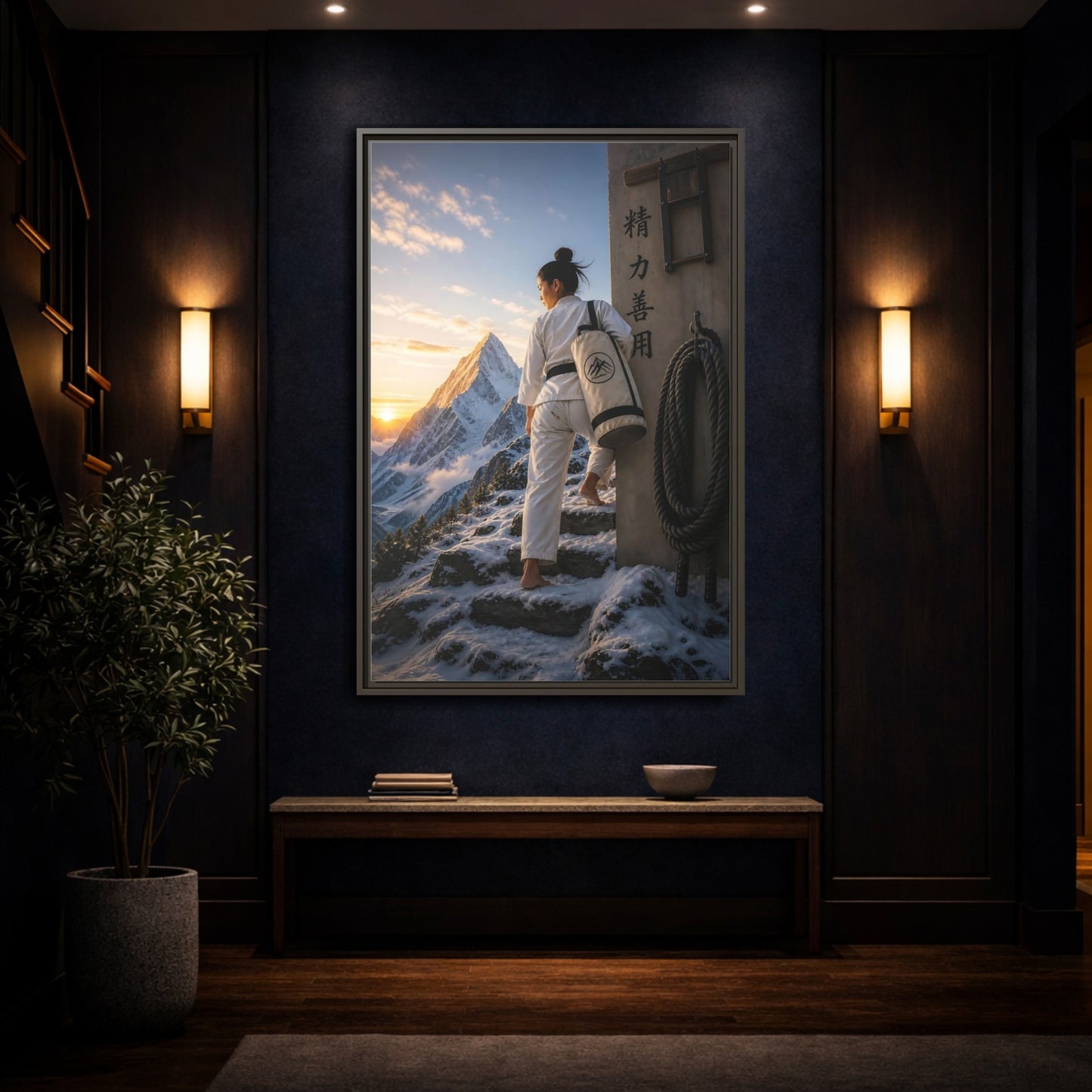 Mockup 4. Sports Martial Artist Martial Arts Mountain shown as framed canvas print