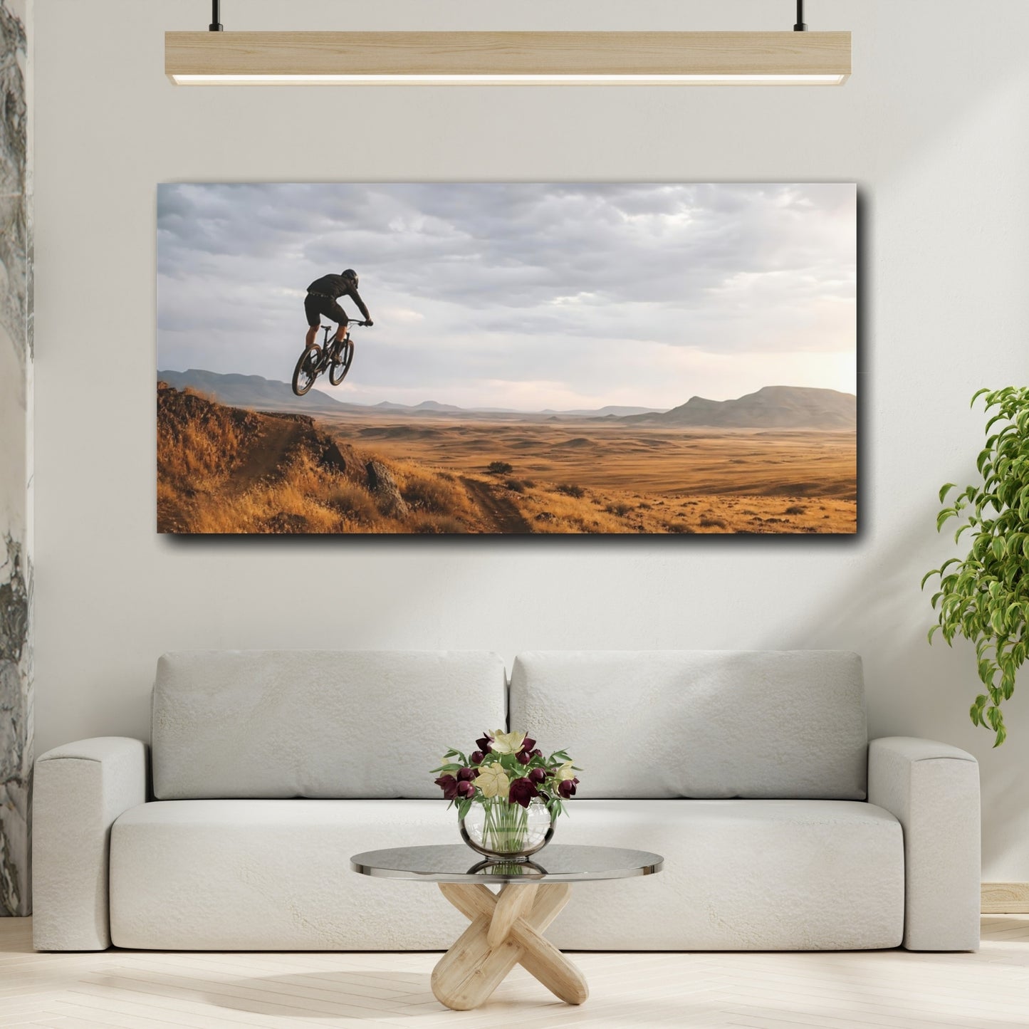 Mockup 2. Sports Mountain Biker Brown And Gray shown as canvas print