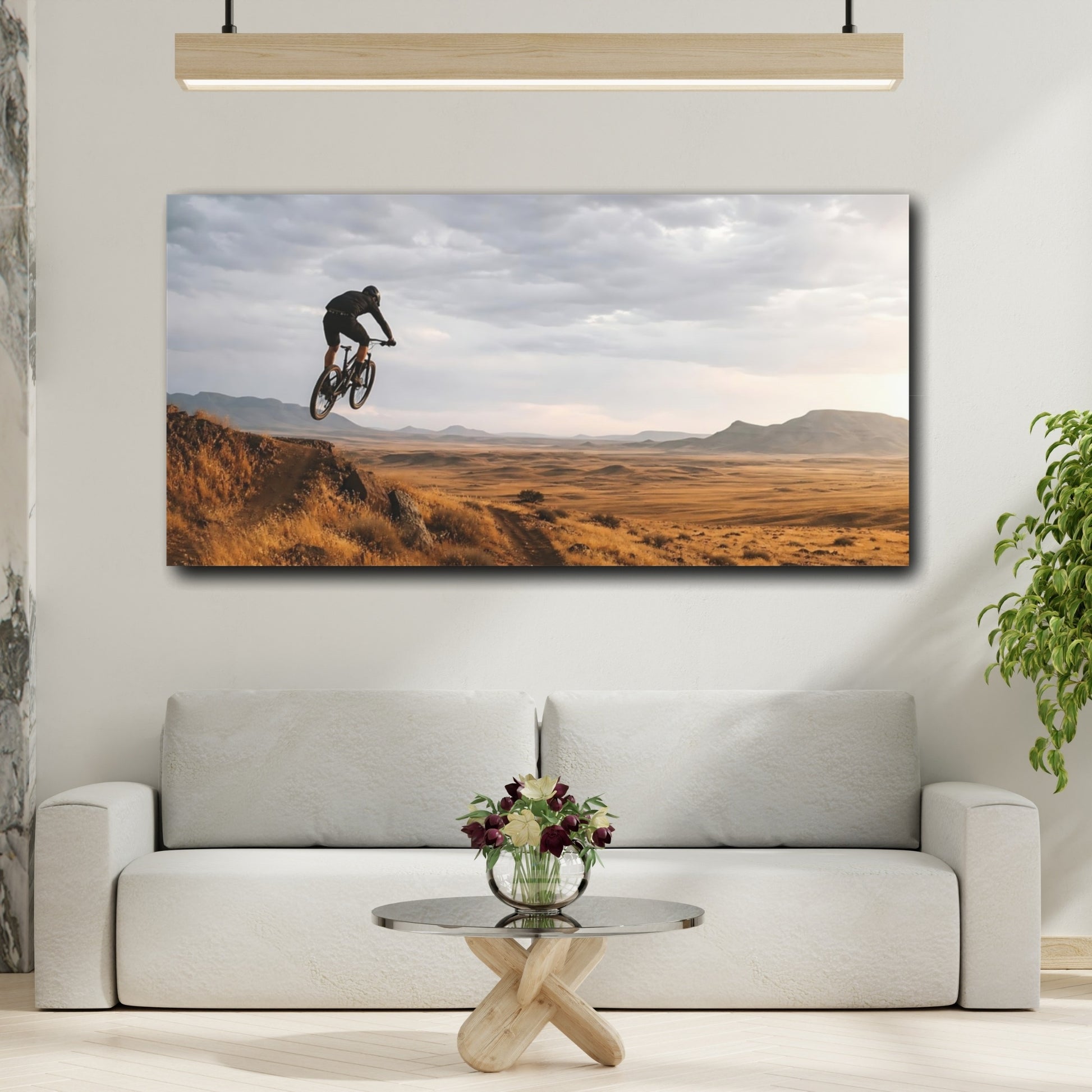 Mockup 2. Sports Mountain Biker Brown And Gray shown as canvas print