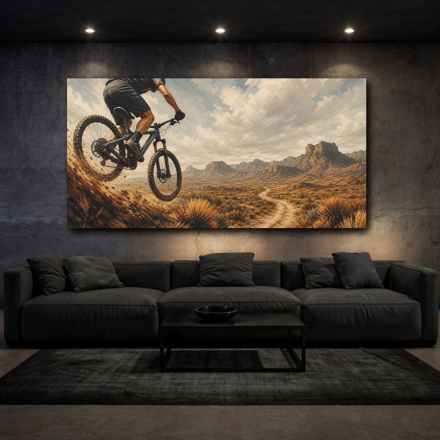Mockup 4. Sports Mountain Biker Mountain Biking shown as canvas print