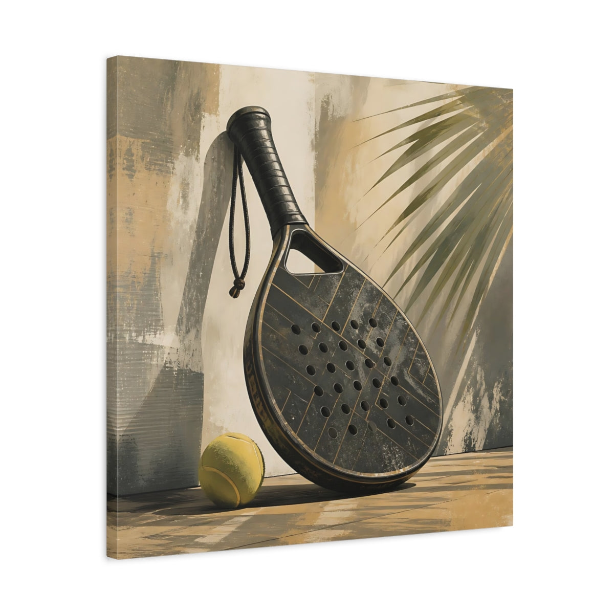 Side Mockup 4. Sports Padel Racket Dark Sports Equipment shown as canvas print