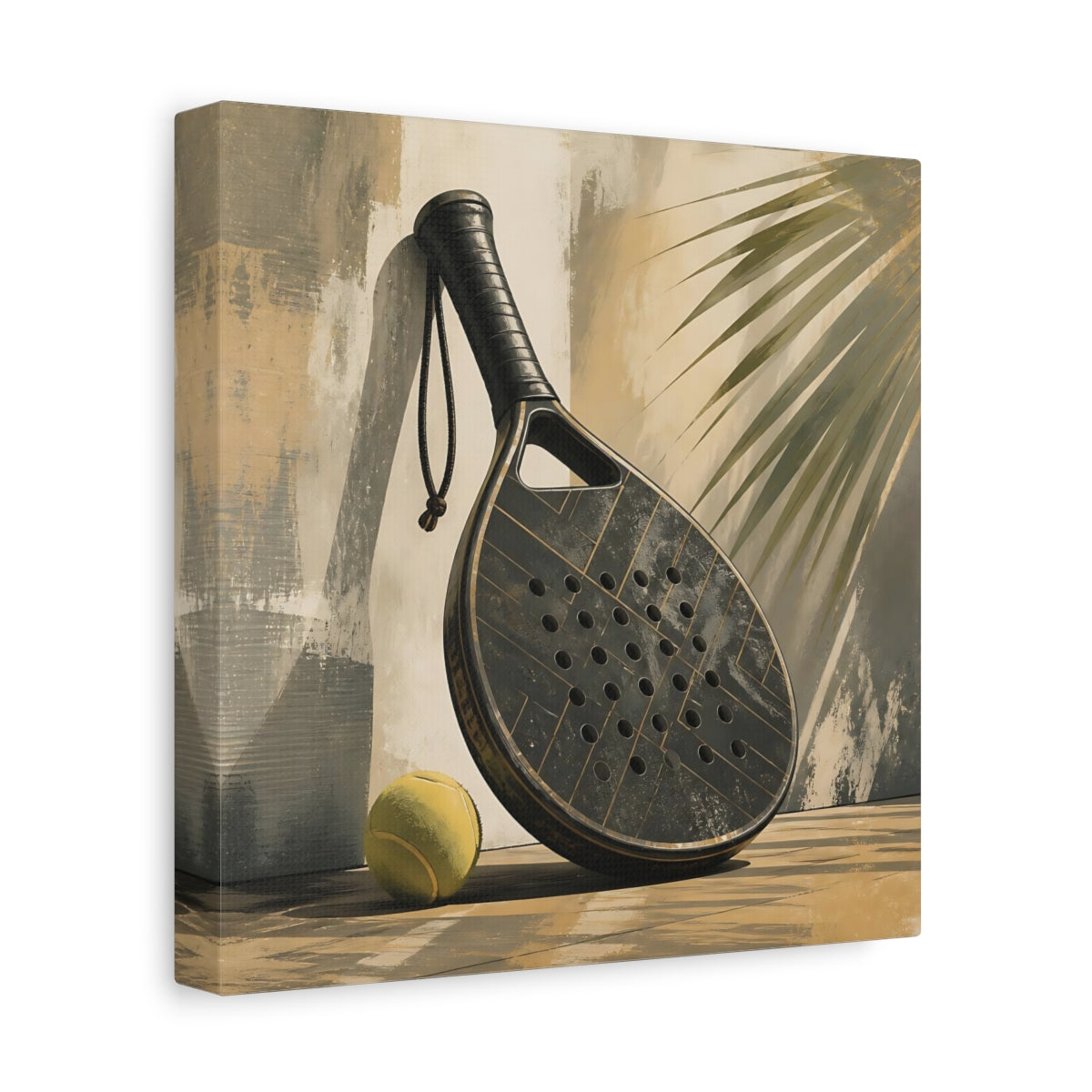 Side Mockup 9. Sports Padel Racket Dark Sports Equipment shown as canvas print