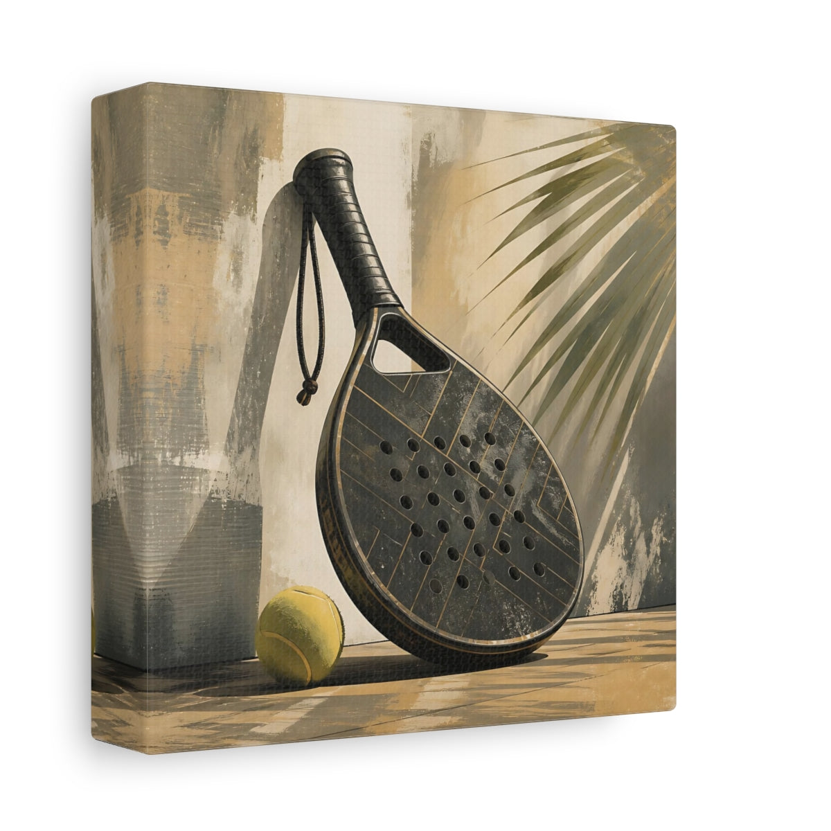 Side Mockup 2. Sports Padel Racket Dark Sports Equipment shown as canvas print