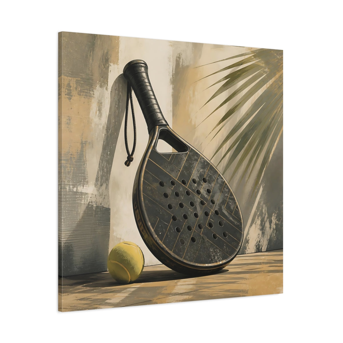 Side Mockup 1. Sports Padel Racket Dark Sports Equipment shown as canvas print
