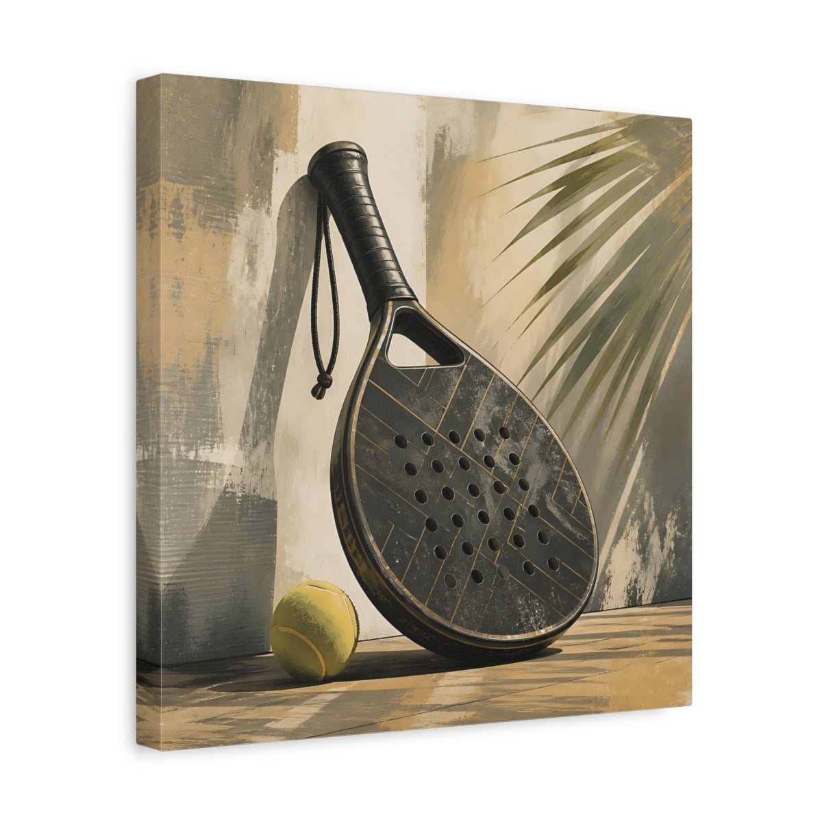 Side Mockup 7. Sports Padel Racket Dark Sports Equipment shown as canvas print