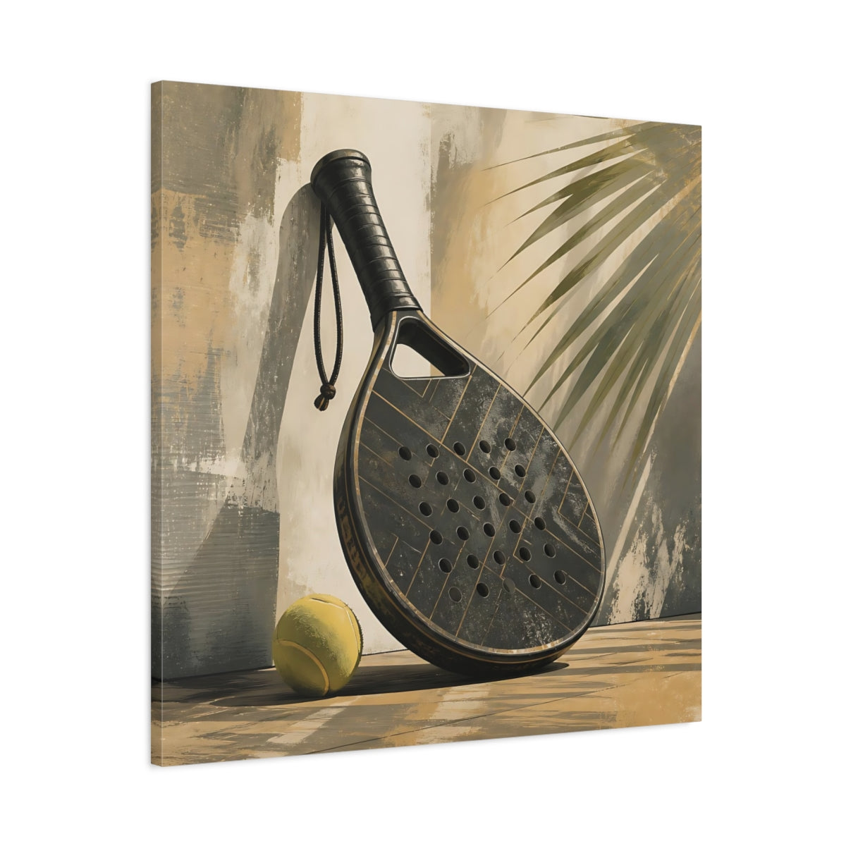 Main Mockup. Sports Padel Racket Dark Sports Equipment shown as canvas print