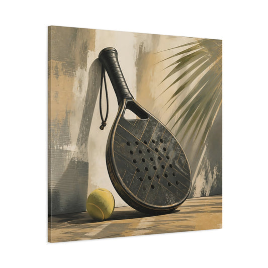 Main Mockup. Sports Padel Racket Dark Sports Equipment shown as canvas print