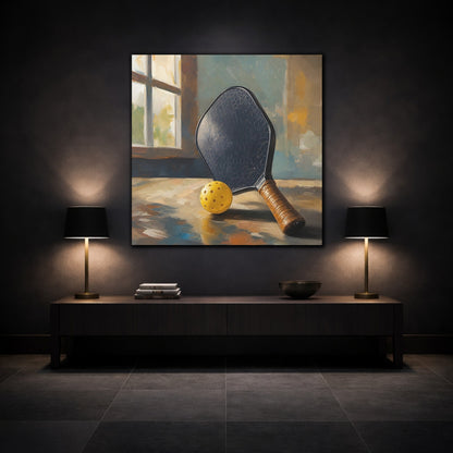 Mockup 3. Sports Pickleball Gear Yellow And Brown shown as canvas print