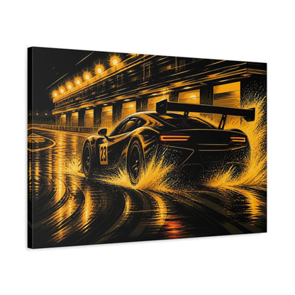 Side Mockup 2. Sports Race Car Black And Gold shown as canvas print